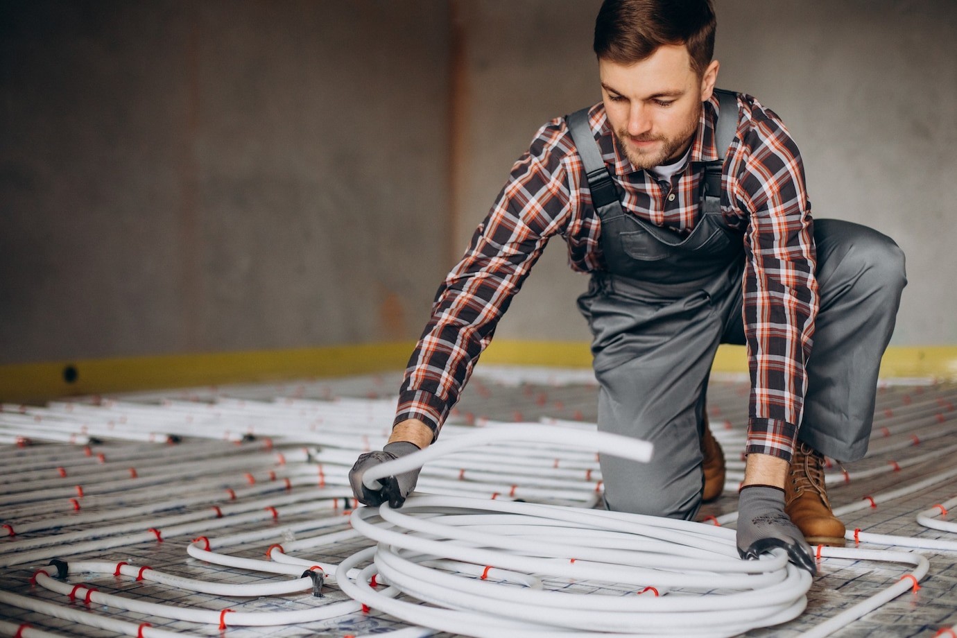 In-floor heating systems hot water