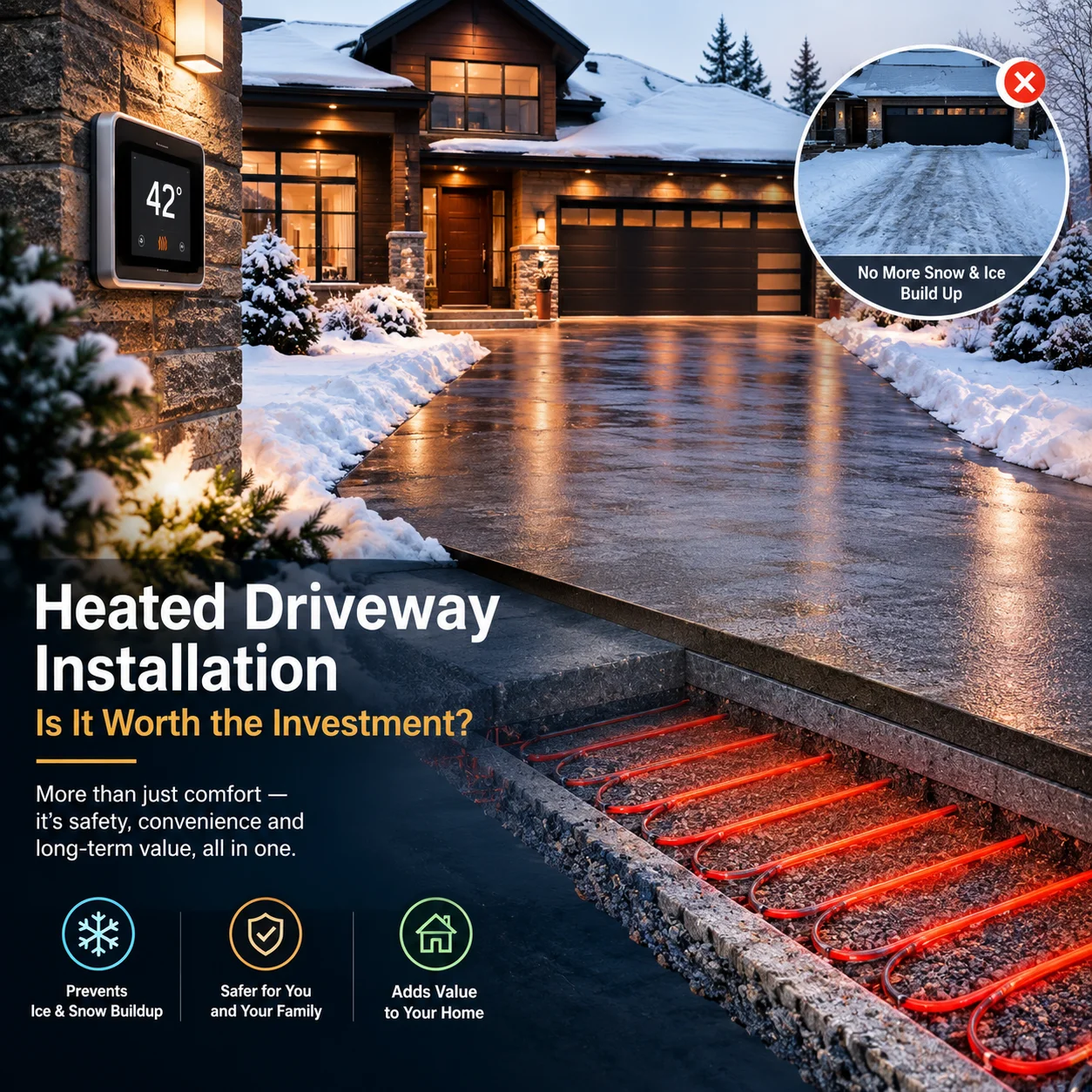 Heated driveway installation in Ontario
